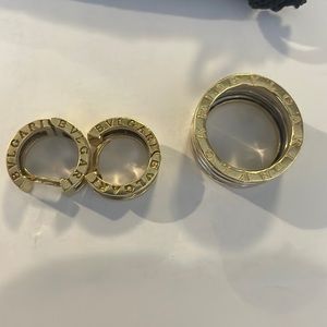 Bulgari earring & rings sett gold & white gold